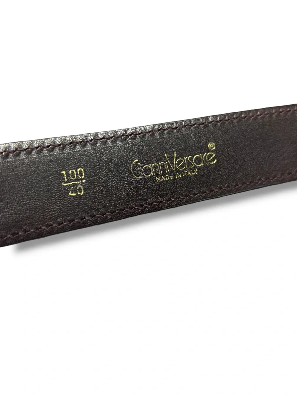 GIANNI VERSACE Dark Brown Minimalist Stud Belt Size 40 VINTAGE 90s